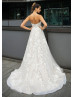 Strapless Sweetheart Neck Ivory Lace Tulle Wedding Dress